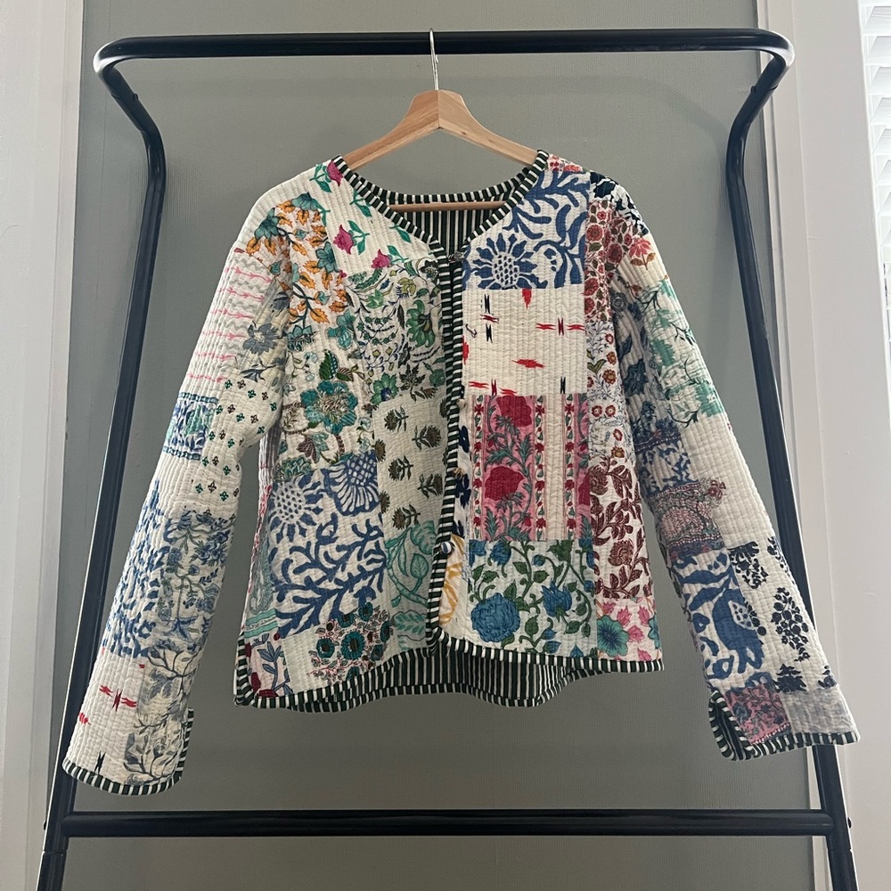 Vintage Quilted Mixed Print Overcoat/Jacket